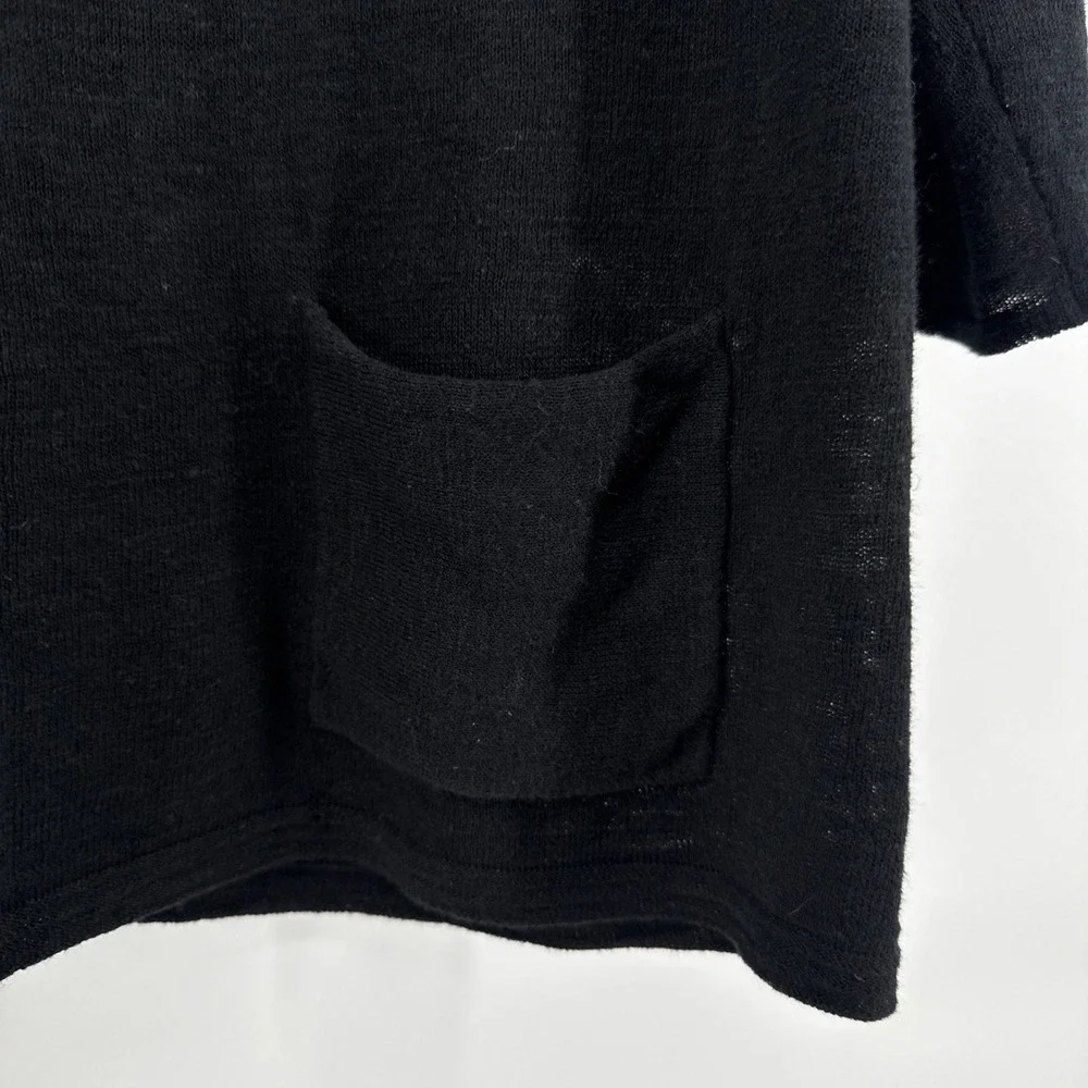 J.Jill Black 3/4 Sleeve‎ Linen Cotton Blend Knit Sweater Top Womens Size Small